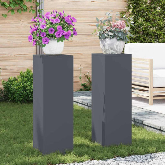 Supporti per piante 2 pcs Antracite 24 x 24 x 75 cm Acciaio