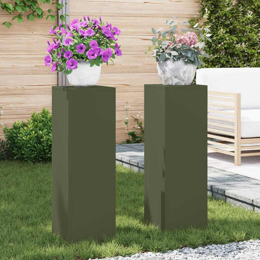 Supporti per piante 2 pcs Oliver verde 24 x 24 x 75 cm Acciaio