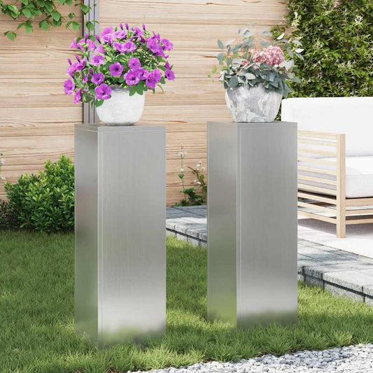 Supporti per piante 2 pcs Argento 24 x 24 x 75 cm