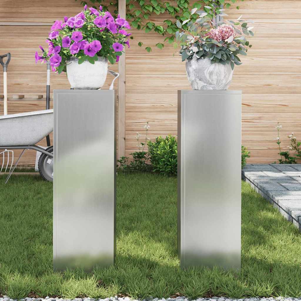 Supporti per piante 2 pcs Argento 24 x 24 x 75 cm
