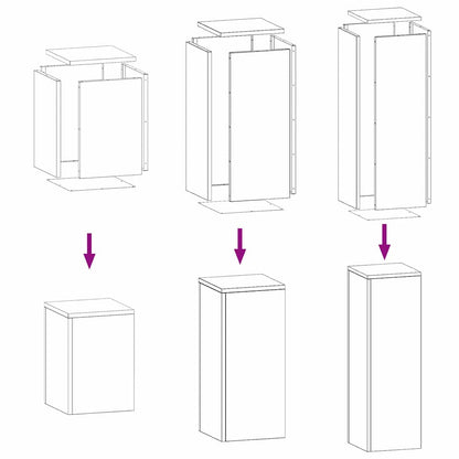 Supporti per piante 3 pcs Bianco 24 x 24 x 75 cm Acciaio