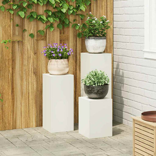 Supporti per piante 3 pcs Bianco 24 x 24 x 75 cm Acciaio