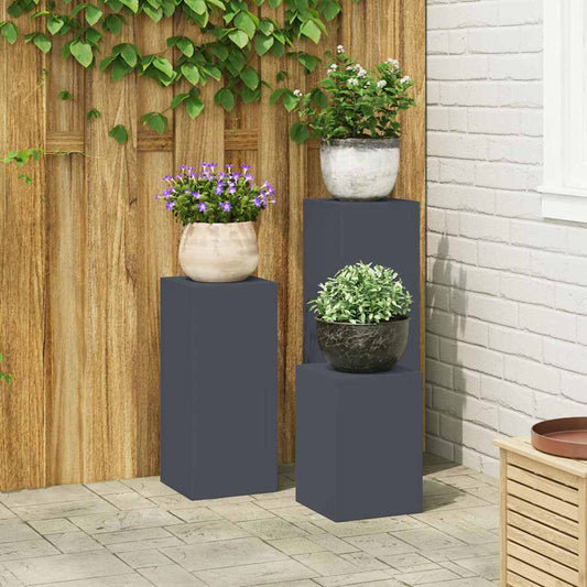 Supporti per piante 3 pcs Antracite 24 x 24 x 75 cm Acciaio