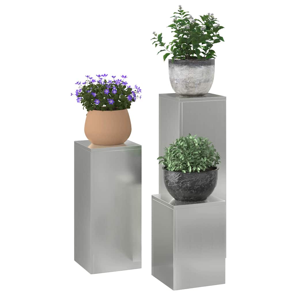 Supporto per piante 3 pcs Argento Acciaio zincato | homemem39