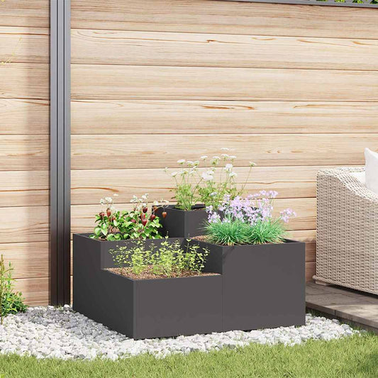 Vaso da giardino Nero 80 x 80 x 48 cm Acciaio - homemem39