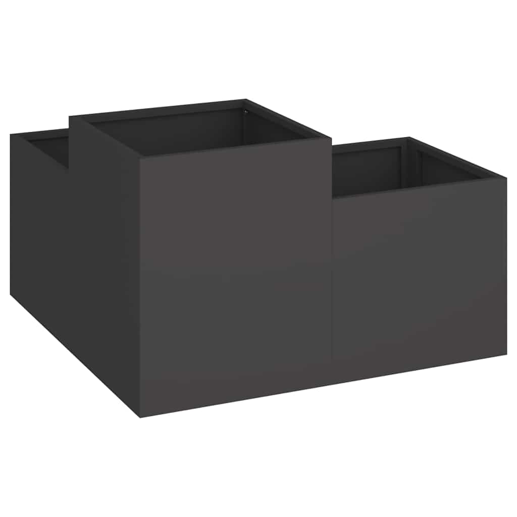 Vaso da giardino Nero 80 x 80 x 48 cm Acciaio - homemem39