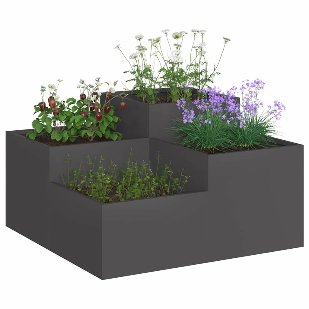 Vaso da giardino Nero 80 x 80 x 48 cm Acciaio - homemem39