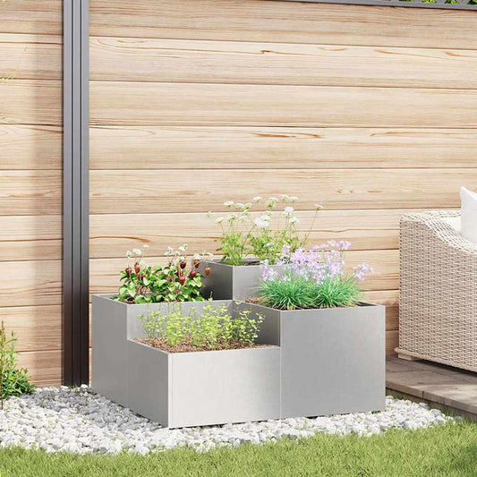 Vaso da giardino Argento 80 x 80 x 48 cm Acciaio inossidabile