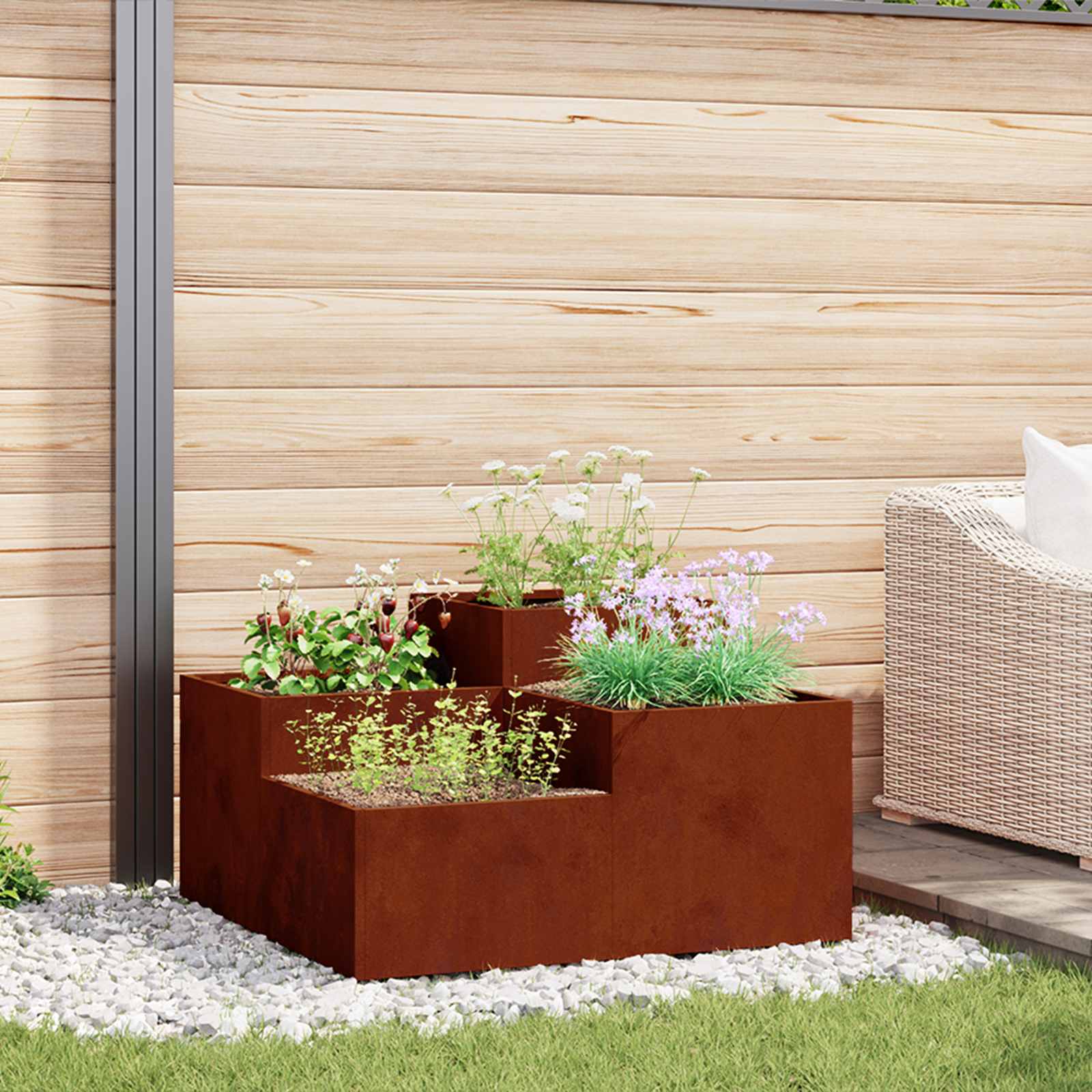 Vaso da giardino Ruggine 80 x 80 x 48 cm | homemem39