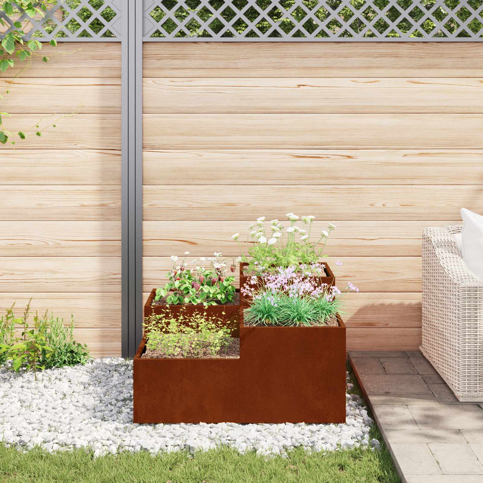 Vaso da giardino Ruggine 80 x 80 x 48 cm | homemem39