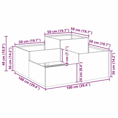 Vaso da giardino Antracite 100 x 100 x 48 cm Acciaio