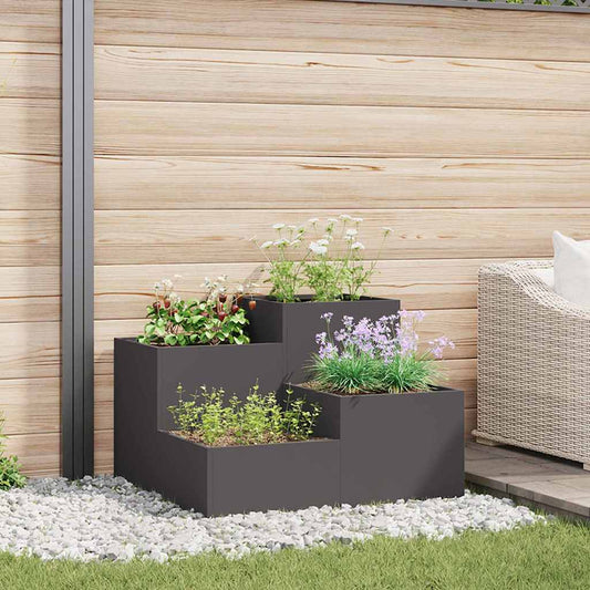 Vaso da giardino Nero 80 x 80 x 60 cm Acciaio