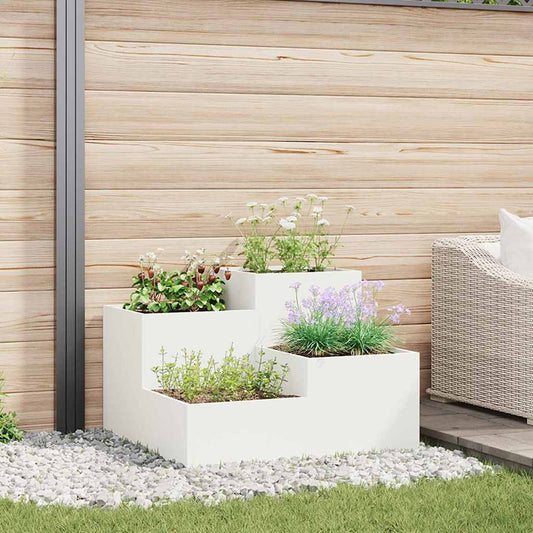 Vaso da giardino Bianco 80 x 80 x 60 cm Acciaio