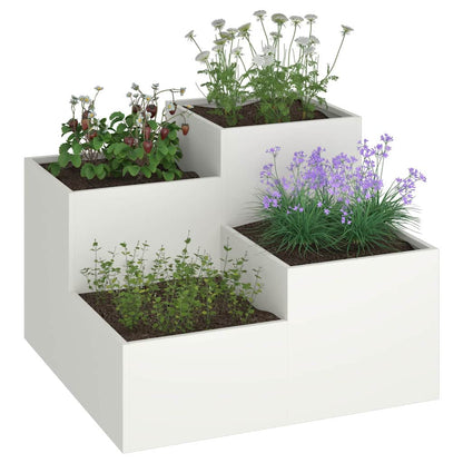 Vaso da giardino Bianco 80 x 80 x 60 cm Acciaio
