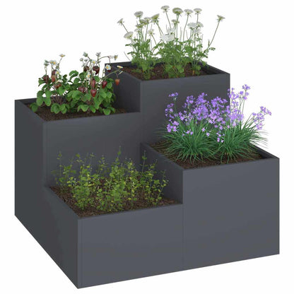 Vaso da giardino Antracite 80 x 80 x 60 cm Acciaio