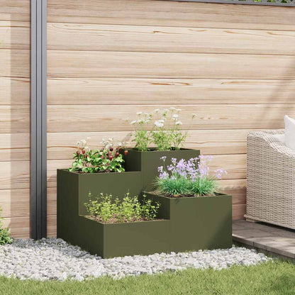 Vaso da giardino Oliver verde 80 x 80 x 60 cm Acciaio