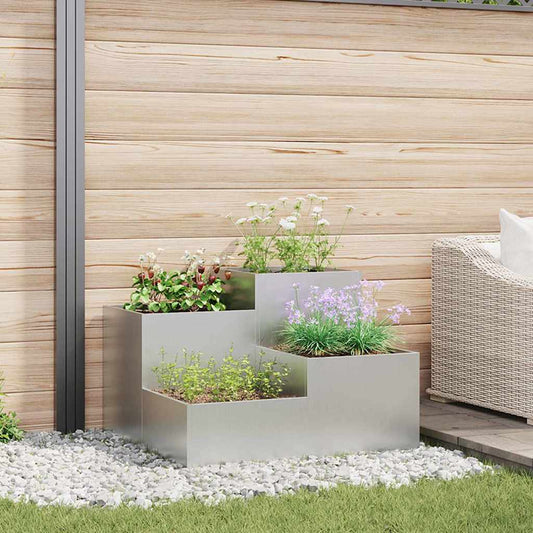 Vaso da giardino Argento 80 x 80 x 60 cm Acciaio zincato