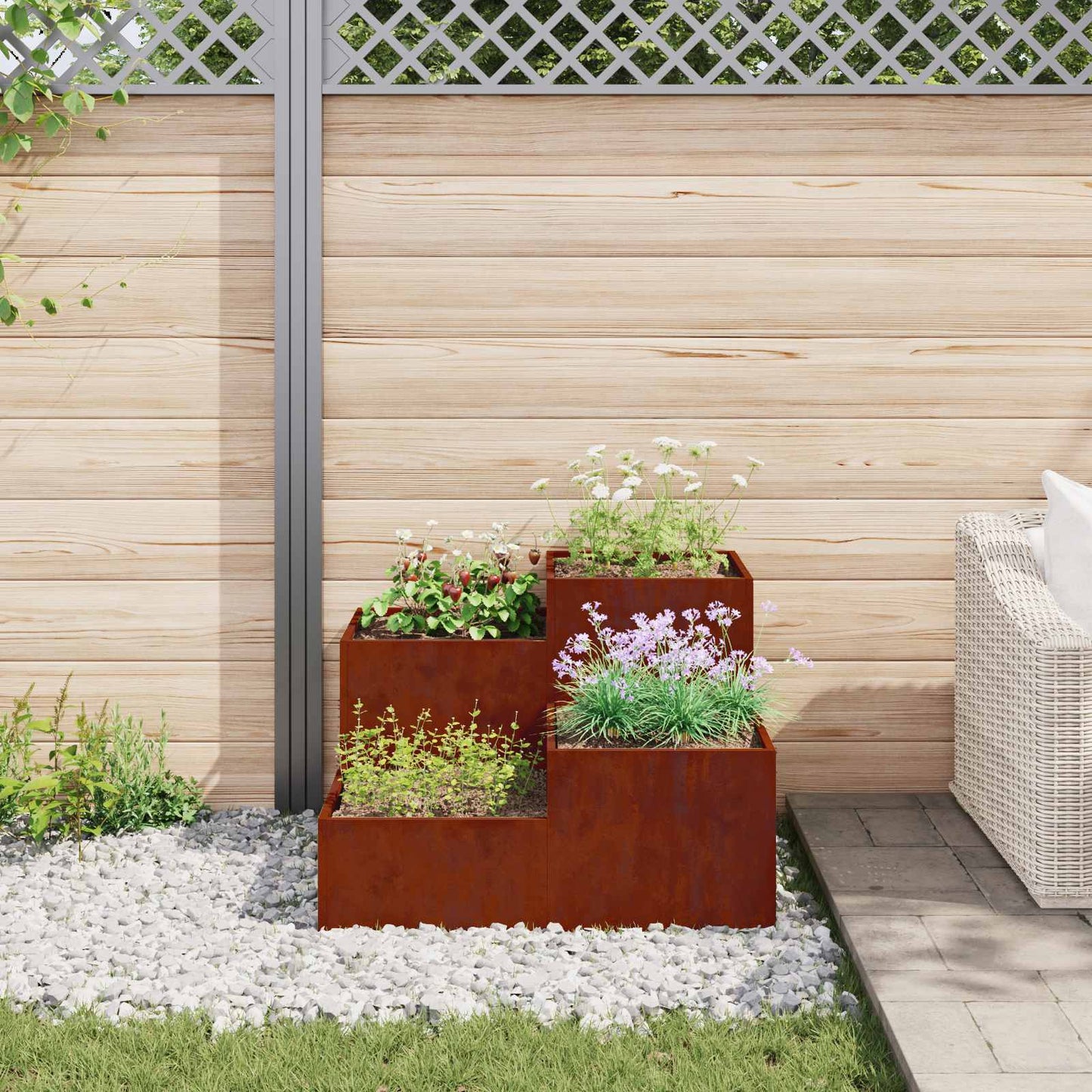 Vaso da giardino Ruggine 100 x 100 x 60 cm | homemem39