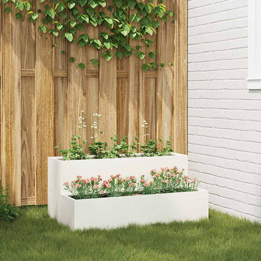 Vaso da giardino Bianco 100 x 60 x 45 cm Acciaio