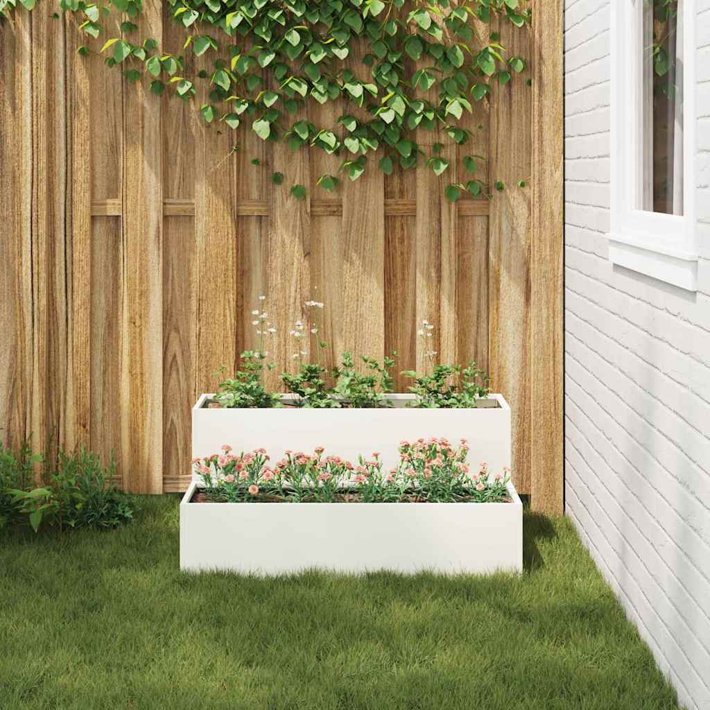 Vaso da giardino Bianco 100 x 60 x 45 cm Acciaio