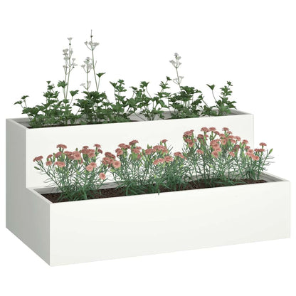 Vaso da giardino Bianco 100 x 60 x 45 cm Acciaio