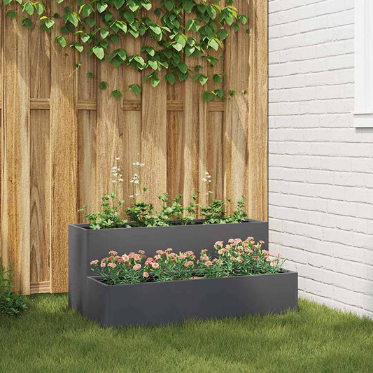 Vaso da giardino Antracite 100 x 60 x 45 cm Acciaio