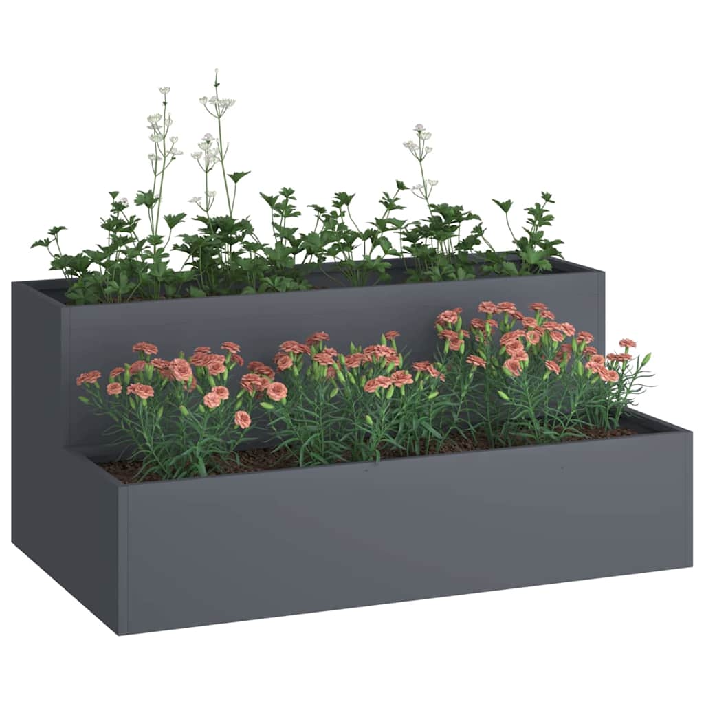 Vaso da giardino Antracite 100 x 60 x 45 cm Acciaio