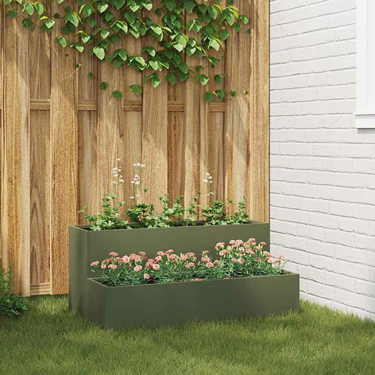 Vaso da giardino Oliver verde 100 x 60 x 45 cm Acciaio