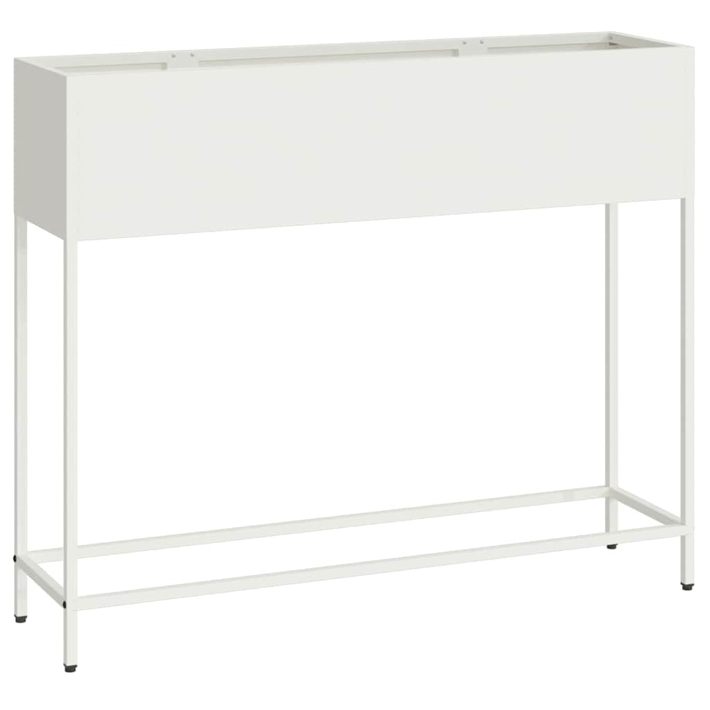 Vaso da Giardino Rialzato Bianco 100 x 26 x 82 cm Acciaio