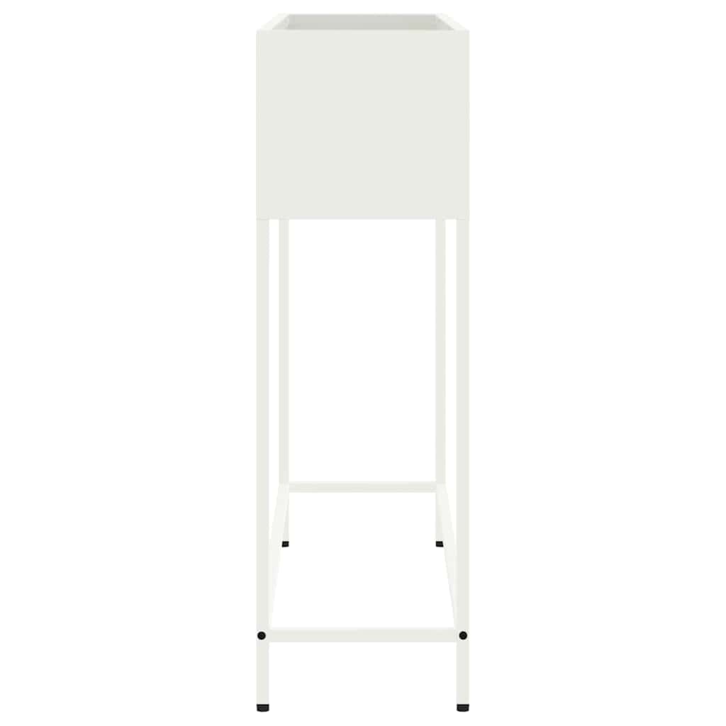 Vaso da Giardino Rialzato Bianco 100 x 26 x 82 cm Acciaio