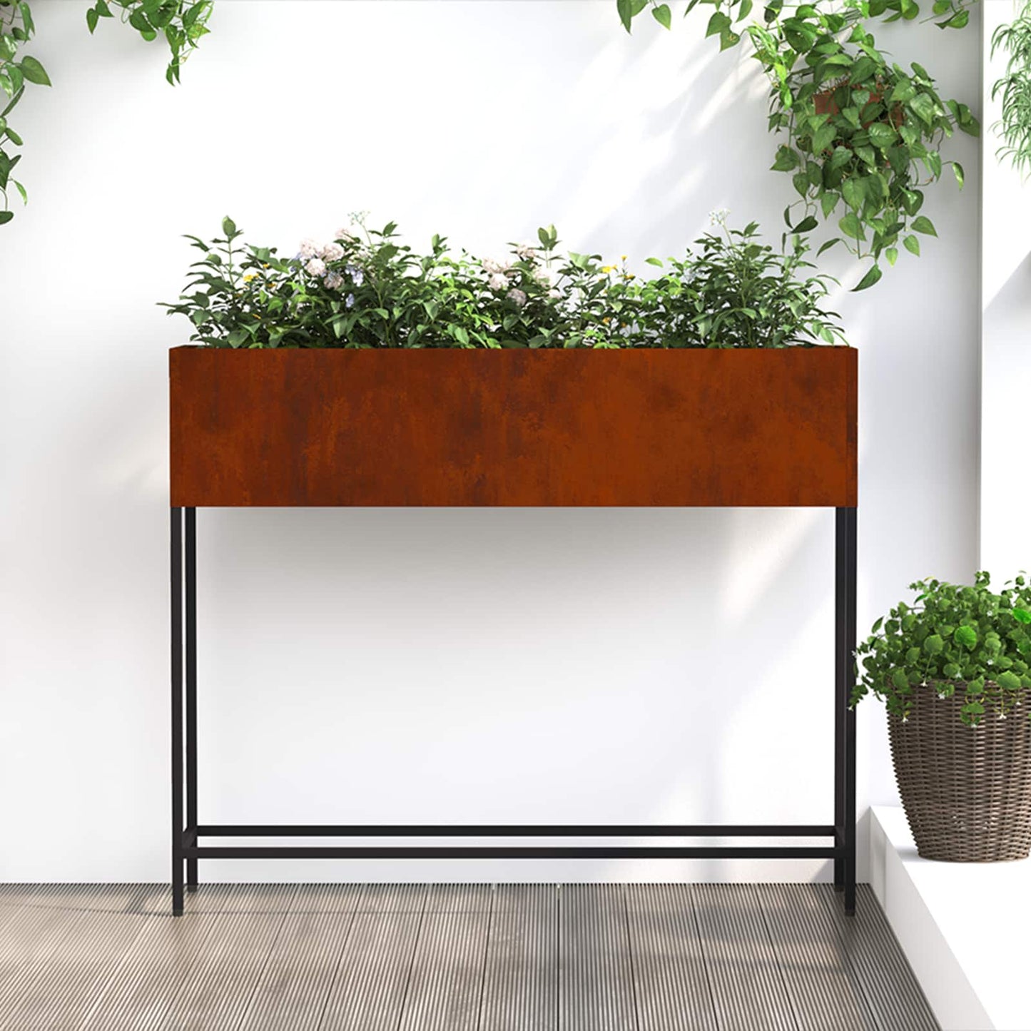Vaso da Giardino Rialzato Ruggine 100 x 26 x 82 cm