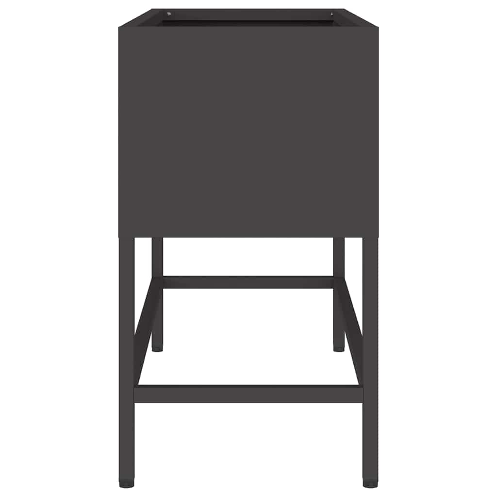 Vaso da Giardino Rialzato Nero 60 x 26 x 45 cm Acciaio