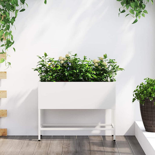 Vaso da Giardino Rialzato Bianco 60 x 26 x 45 cm Acciaio