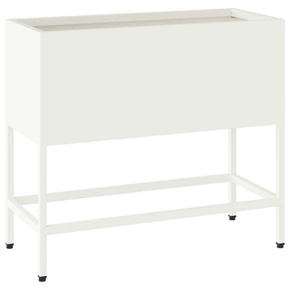 Vaso da Giardino Rialzato Bianco 60 x 26 x 45 cm Acciaio