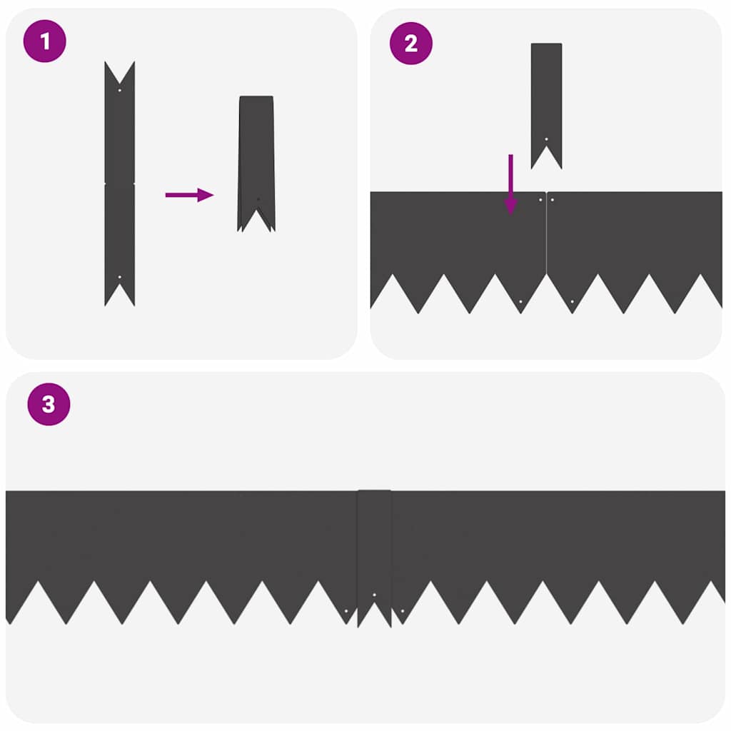 Bordura per Prato 20 pcs Nero 100 x 0.05 x 20 cm