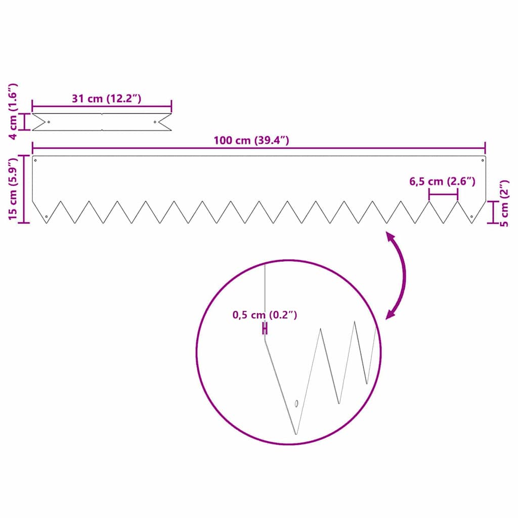 Bordura per Prato 10 pcs Bianco 100 x 0.05 x 20 cm