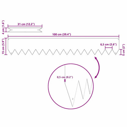 Bordura per Prato 20 pcs Verde oliva 100 x 0.05 x 20 cm