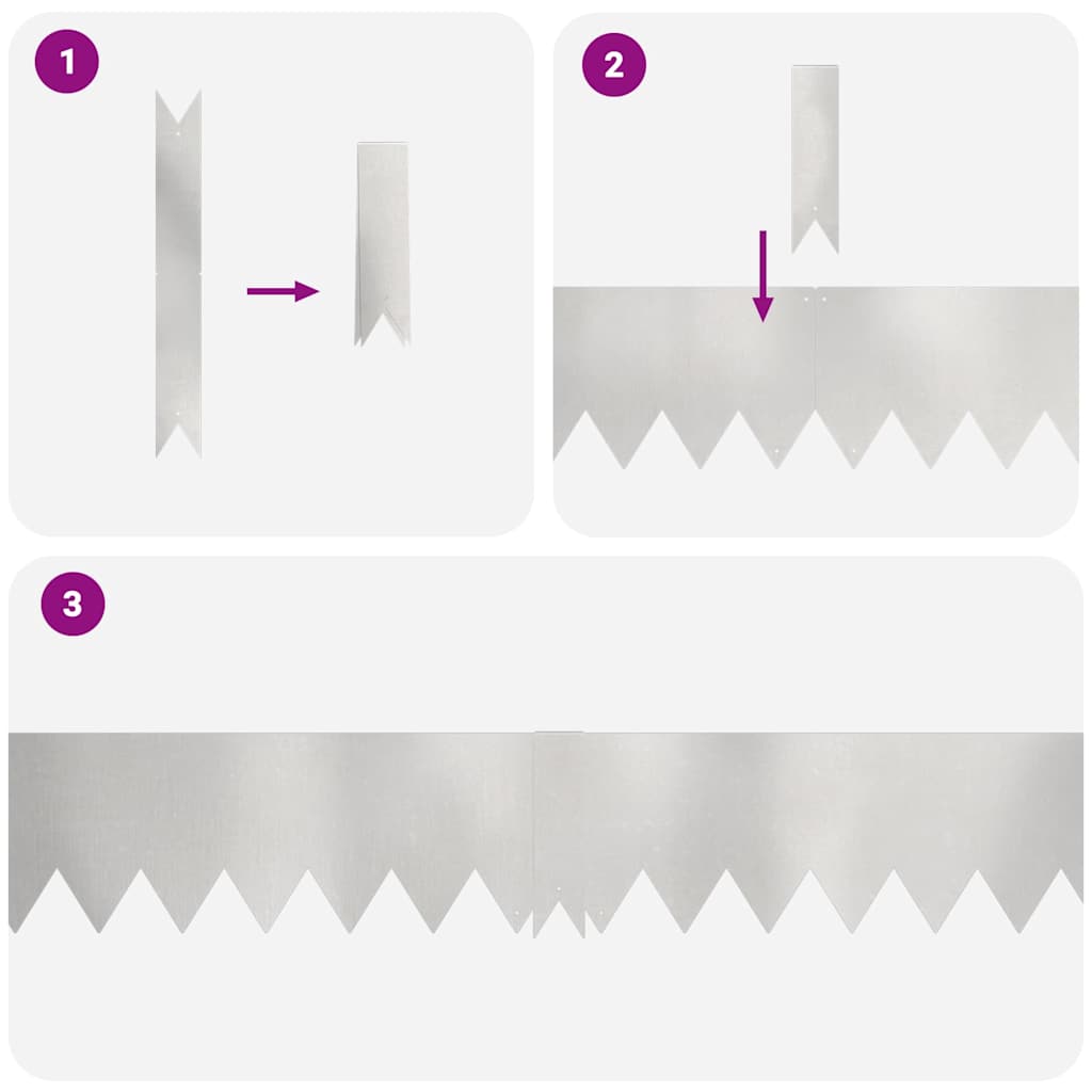 Bordura per Prato 50 pcs Argento 100 x 0.05 x 20 cm