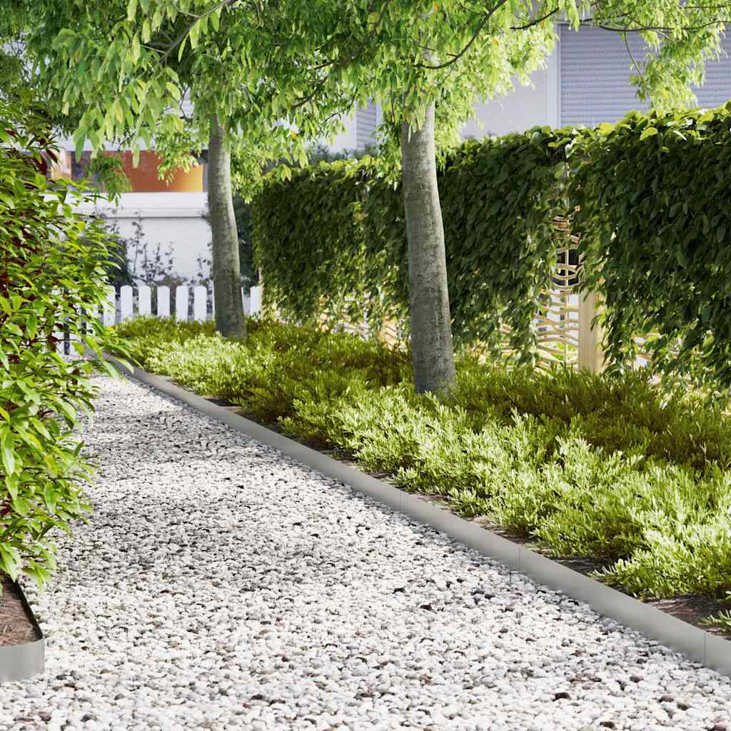 Bordure per prato 50 pcs Argento 100 x 0.5 x 15 cm