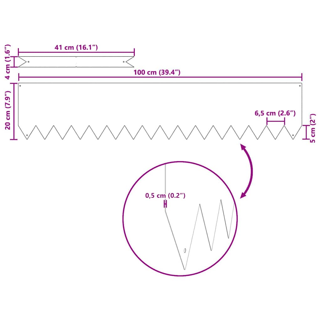 Bordura per Prato 20 pcs Antracite 100 x 0.05 x 20 cm