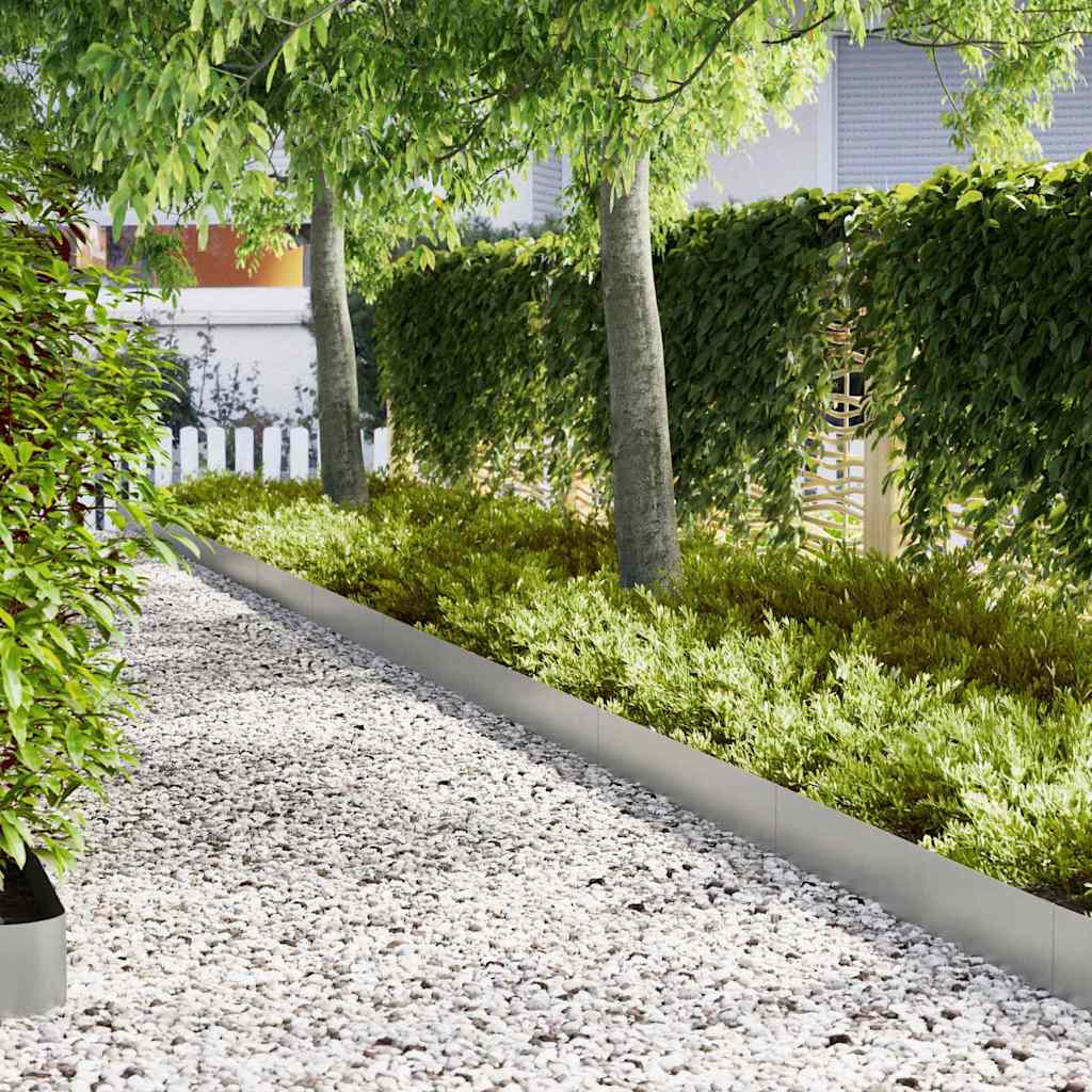 Bordura per Prato 10 pcs Argento 100 x 0.05 x 20 cm