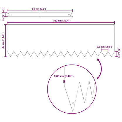 Bordura per Prato 20 pcs Nero 100 x 0.05 x 20 cm