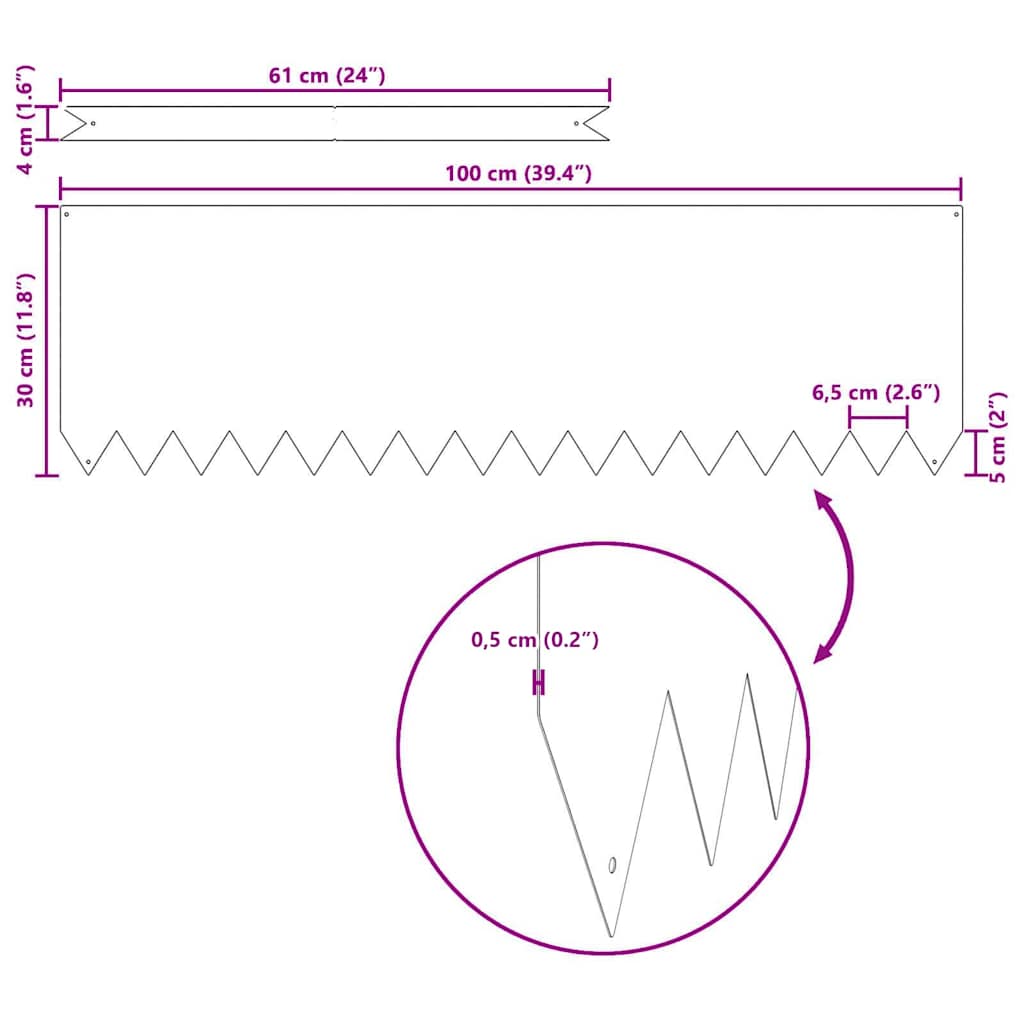 Bordura per Prato 20 pcs Antracite 100 x 0.05 x 20 cm