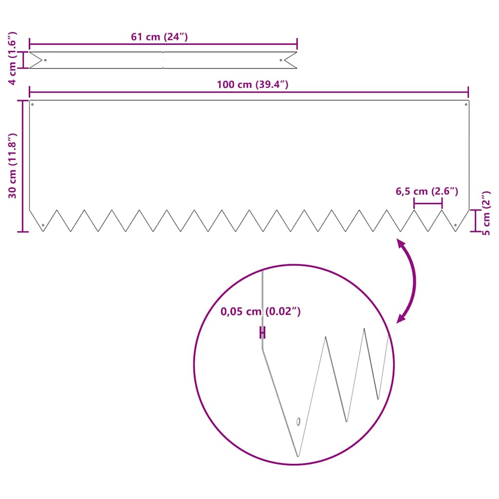 Bordura per Prato 20 pcs Marrone 100 x 0.05 x 20 cm