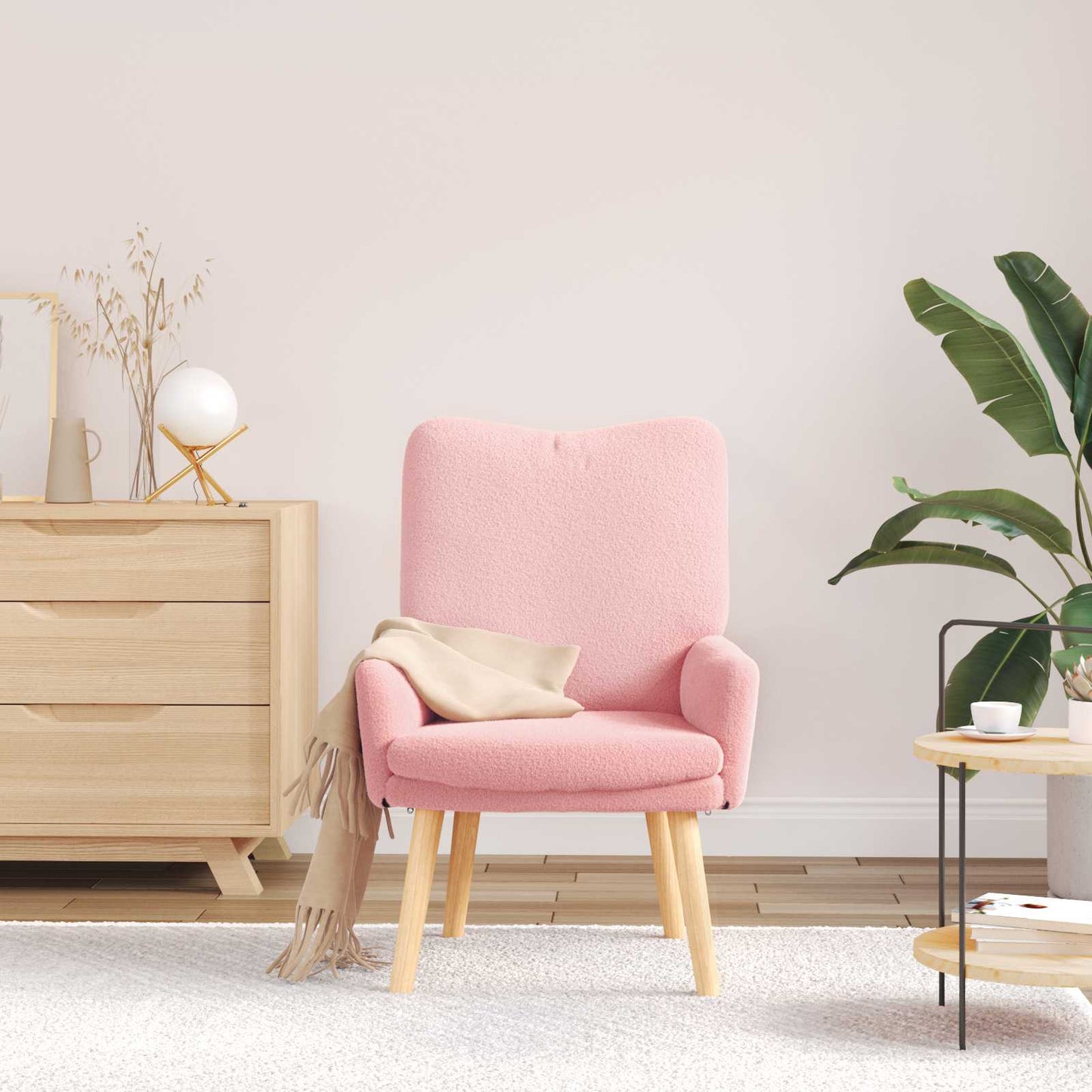 poltrona Rosa 63 x 67 x 94 cm Tessuto di Pecora e Plywood | homemem39