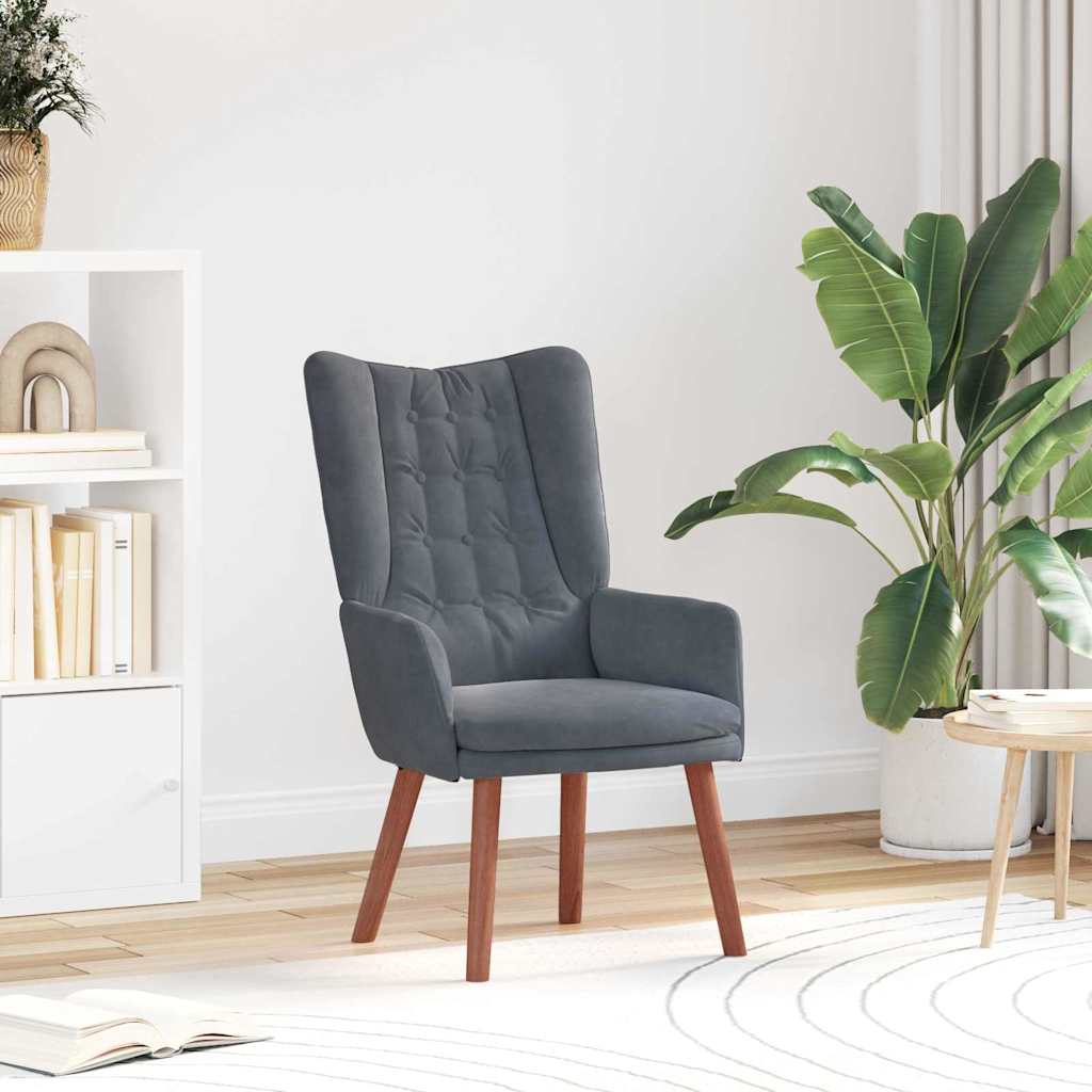 Sedia rilassante Grigio scuro 63 x 67 x 94 cm Velluto