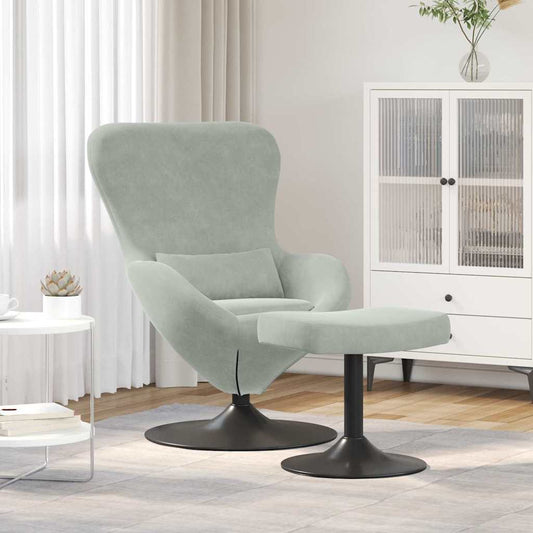 Sedia Egg con Pouf Grigio chiaro 63 x 73 x 90 cm Velluto