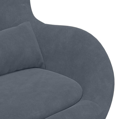 Sedia Egg con Pouf Grigio scuro 63 x 73 x 90 cm Velluto