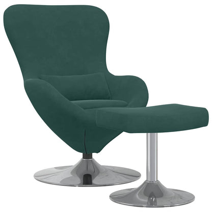 Sedia Egg con Pouf Verde Scuro 63 x 73 x 90 cm Velluto