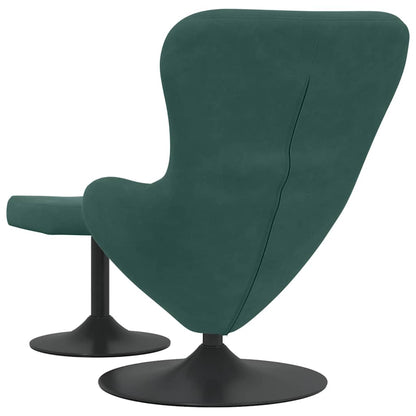 Sedia Egg con Pouf Verde Scuro 63 x 73 x 90 cm Velluto